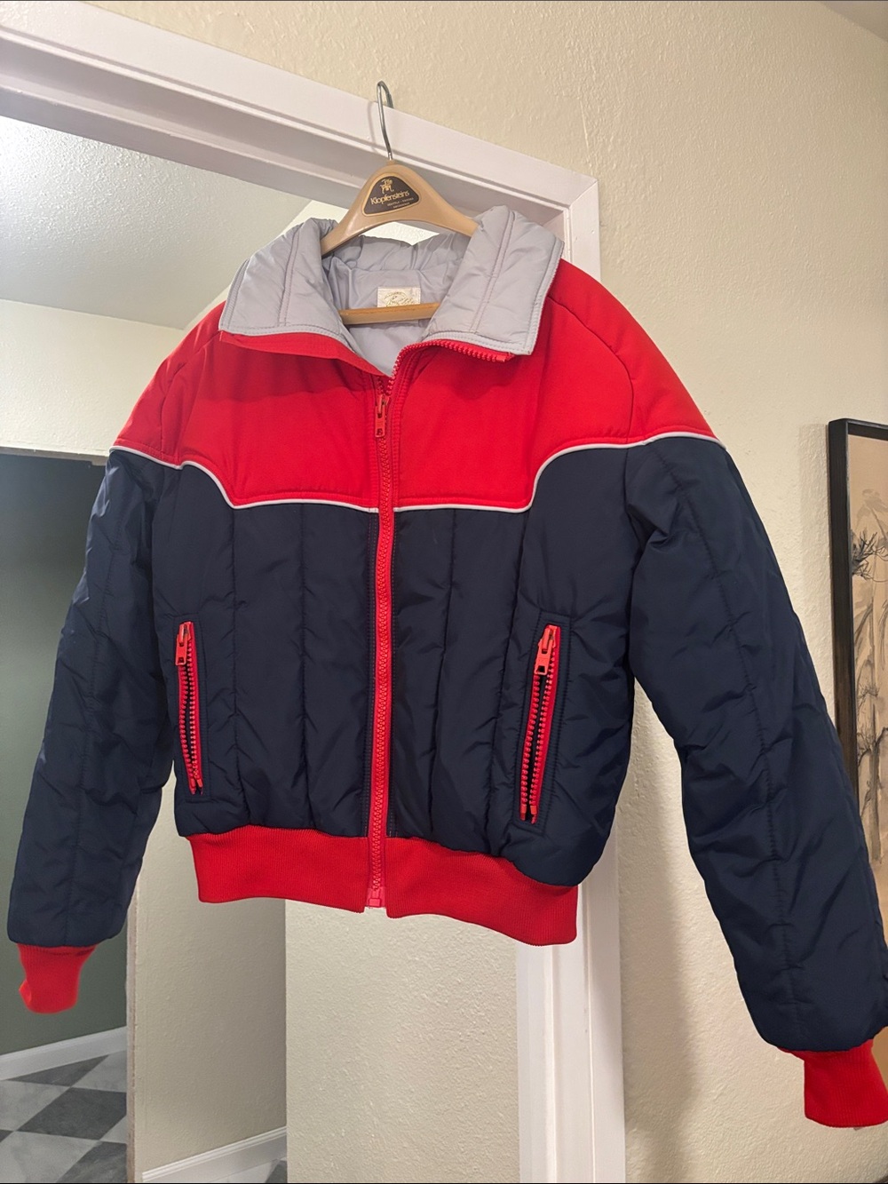 Vintage Robbe 70s-80s Men’s Puffer Ski Jacket Red Blue Two Tone